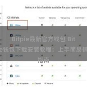 Bitpie最新官方钱包 Bitpie钱包下载安装教程：上手简易指南